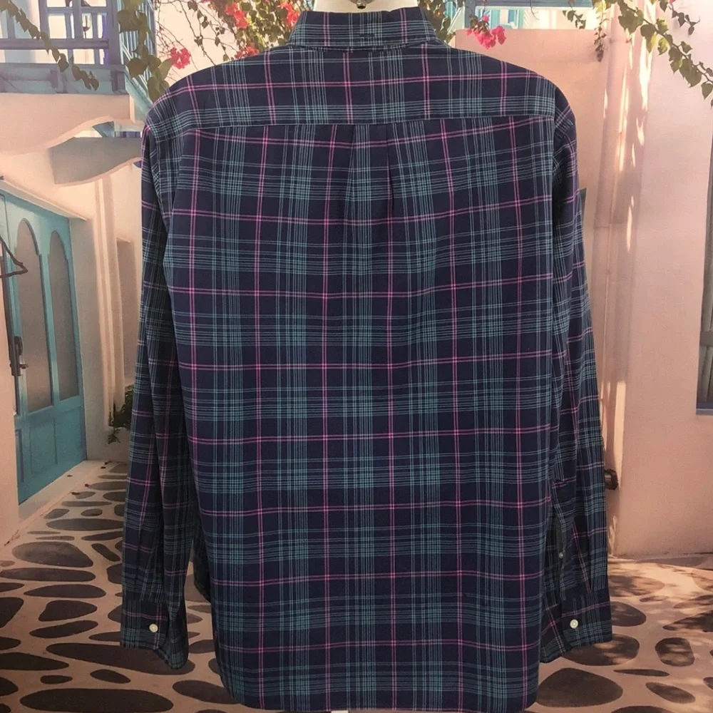 J. Crew Blue and Pink Plaid Button Down Shirt